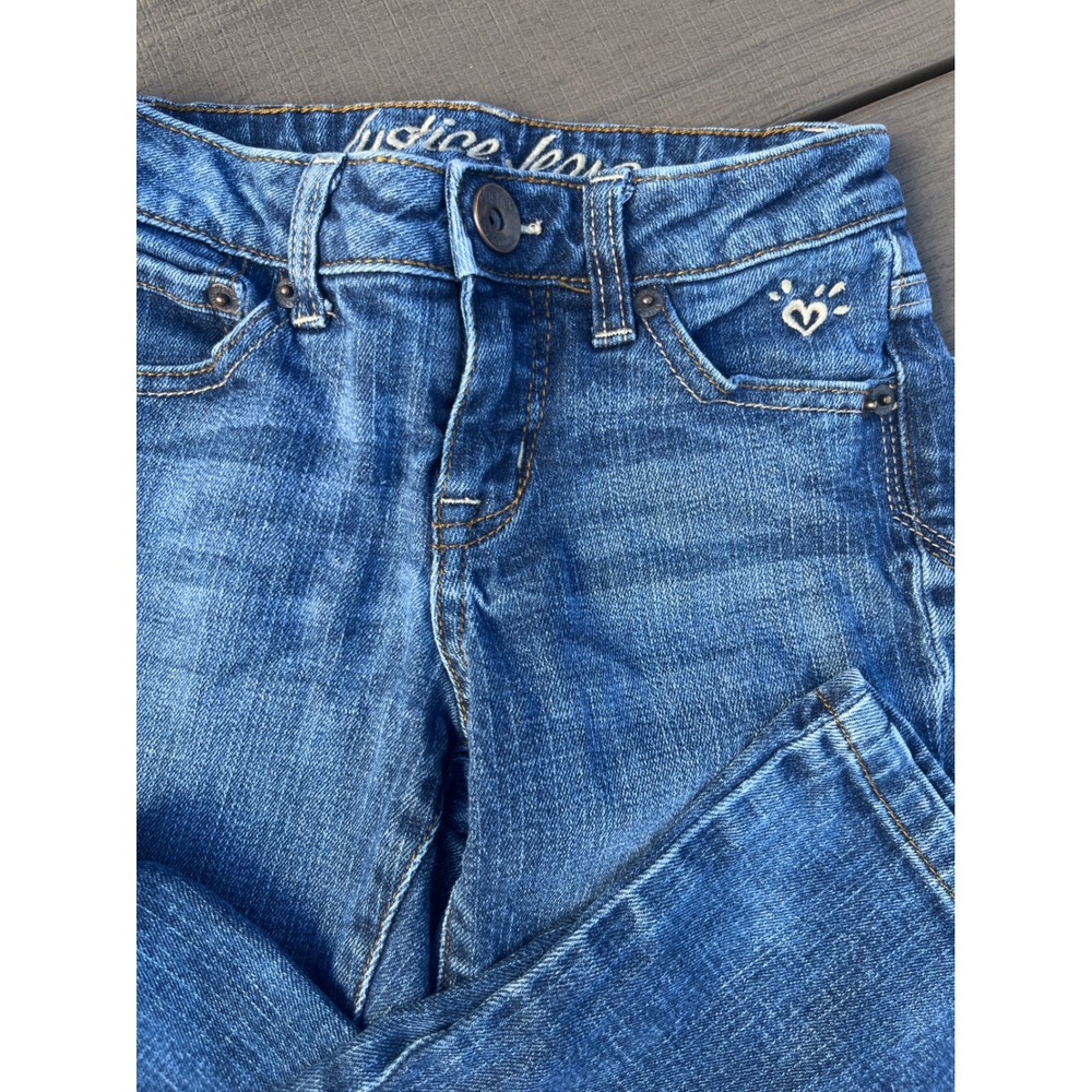 Justice Girls Simply Low Straight Leg Jeans Medium Wash Blue Denim Size 8R